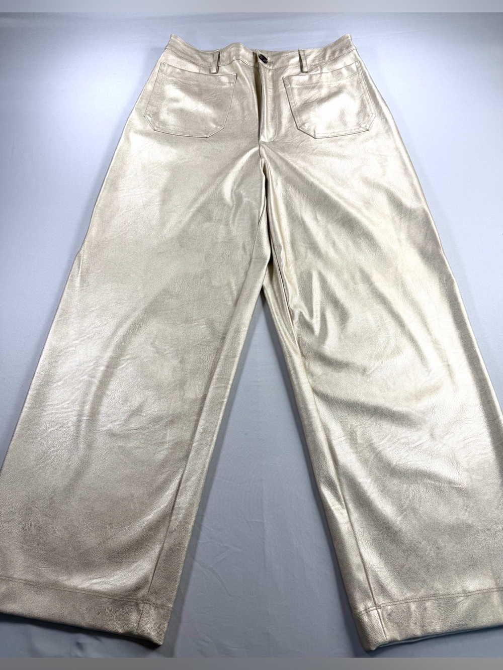Vince Camuto Metallic Gold Faux Leather Wide Leg Pants Size 6
